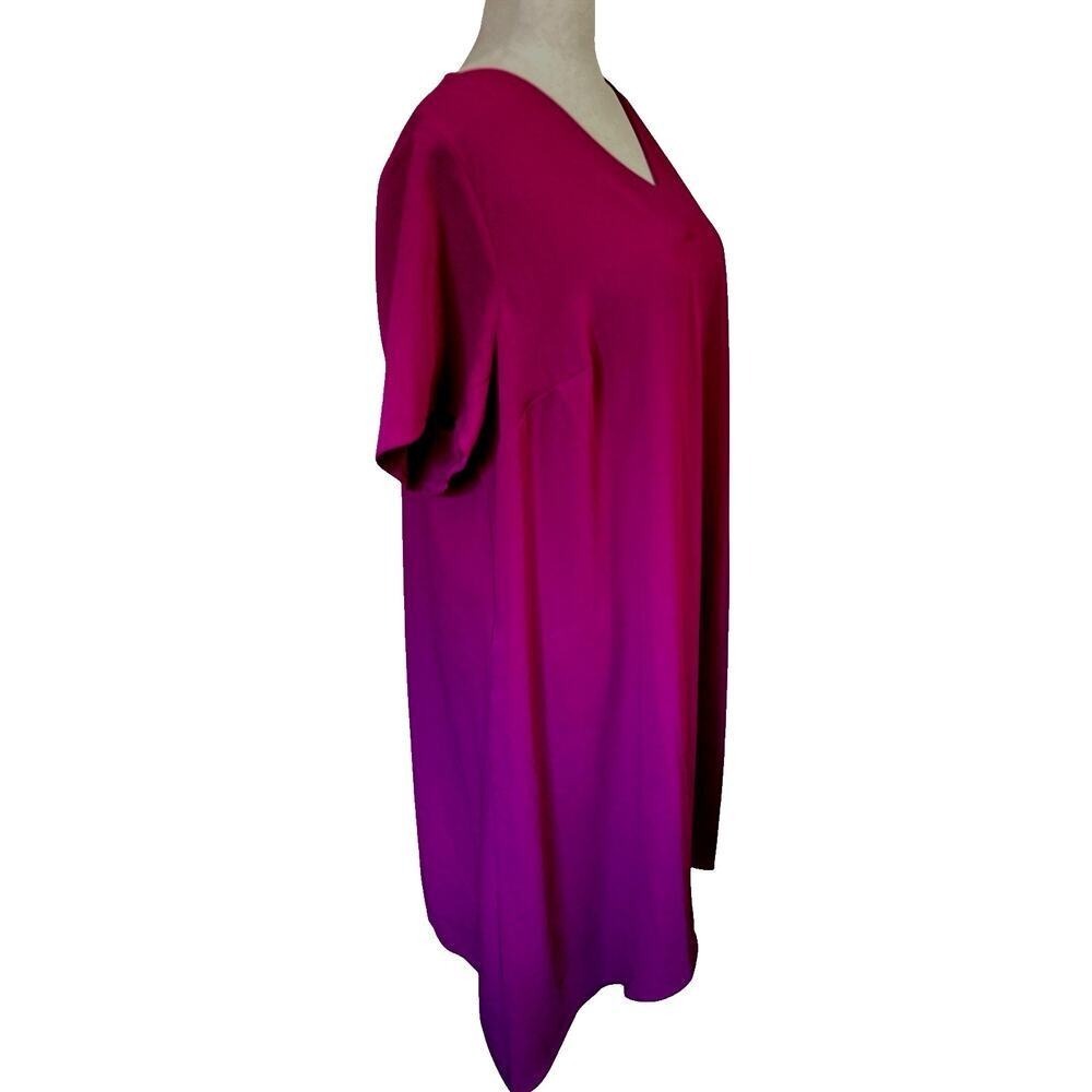 Catherine's Relaxed V-Neck Dress Pockets Asymmetrical Hem 1X Wedding Guest